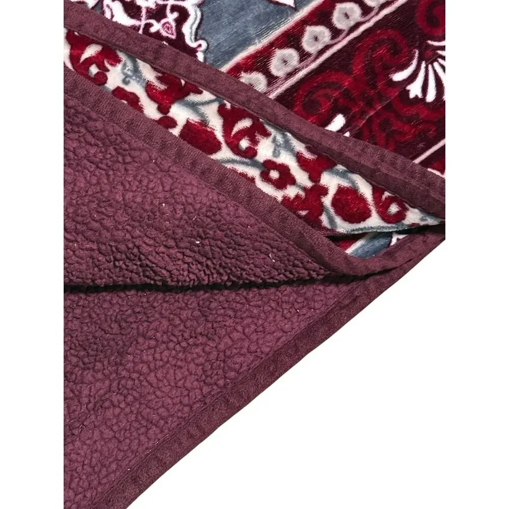Stunning Printed Fleece Throw Blanket Purple Red Blue Soft Accent Cover Quilt